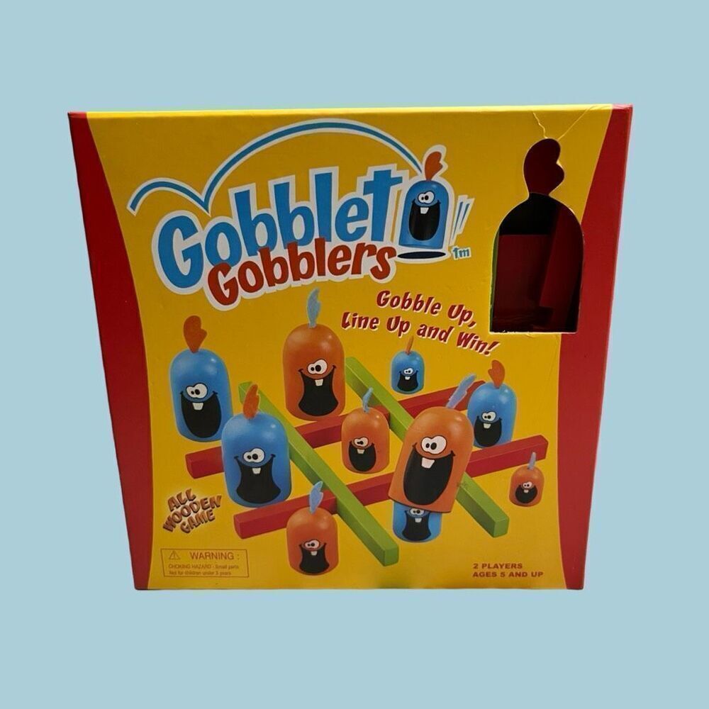 2008 All Wooden Blue Orange Gobblet Gobblers Board Game Standard COMPLETE